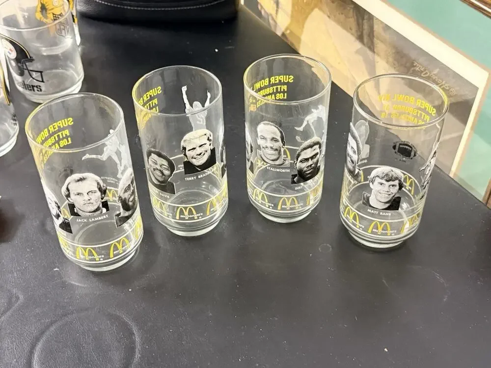 Vintage 1980 McDonald’s Super Bowl XIV Pittsburgh Steelers Glasses Set of 4